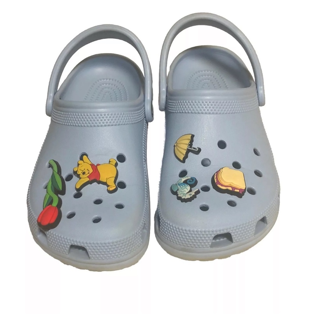 Crocs Unisex Classics Clogs Womens 9 Mens 7 Baby Blue Jibbitz shoe charms